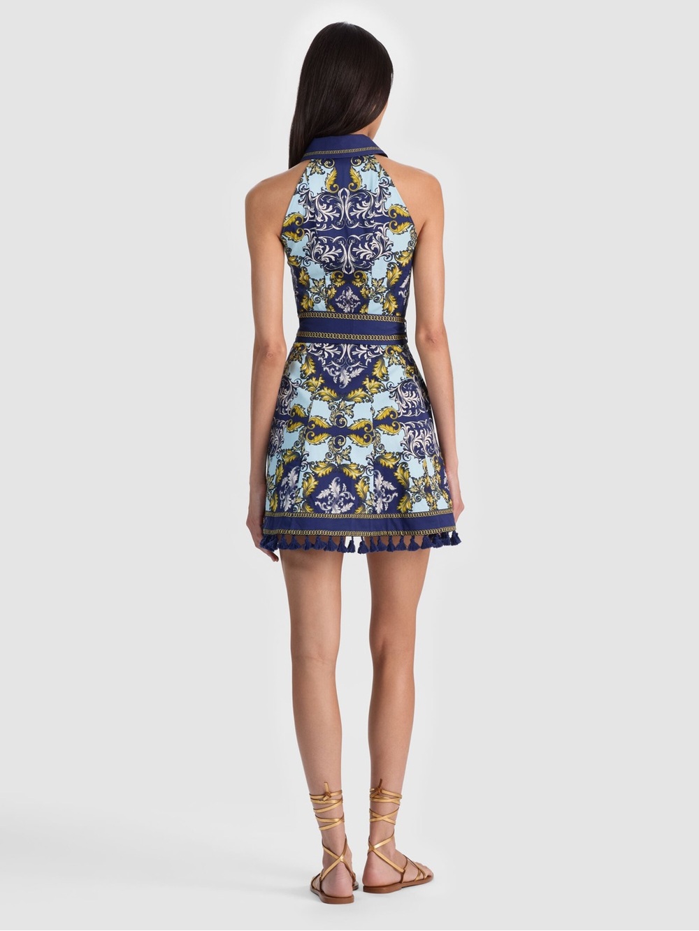 Alice + Olivia Lucy Sleeveless Mini Shirt Dress in Antique Scroll 6 - Picture 6 of 9
